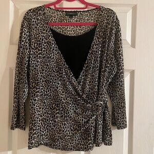 Cheetah/leopard print wrap blouse